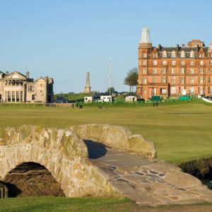 The famous Swilcan bridge on St Andrews Old Course